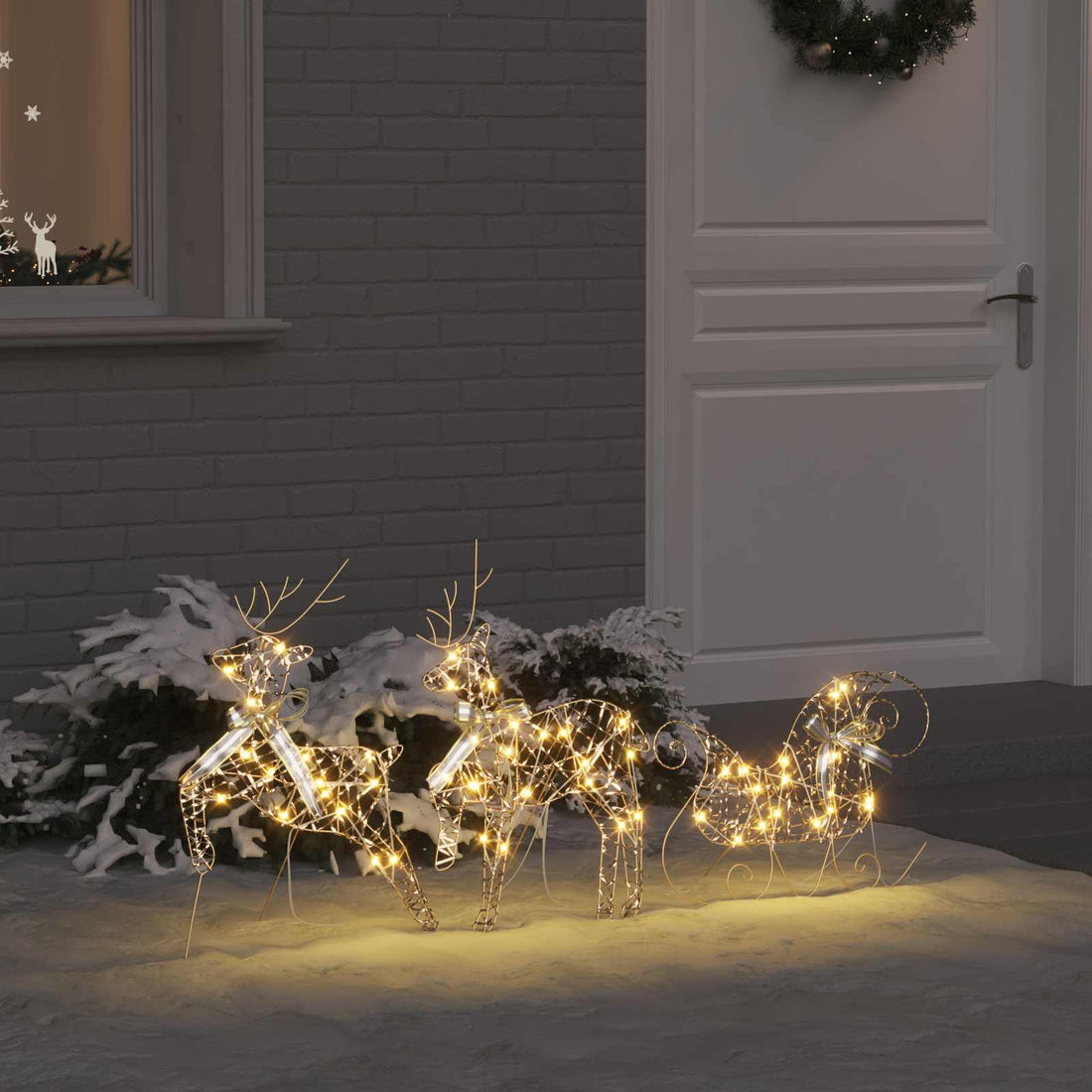 vidaXL Renos LED 3 uds. 60 LED Cálido 44,5 x 18 x 66 cm PET