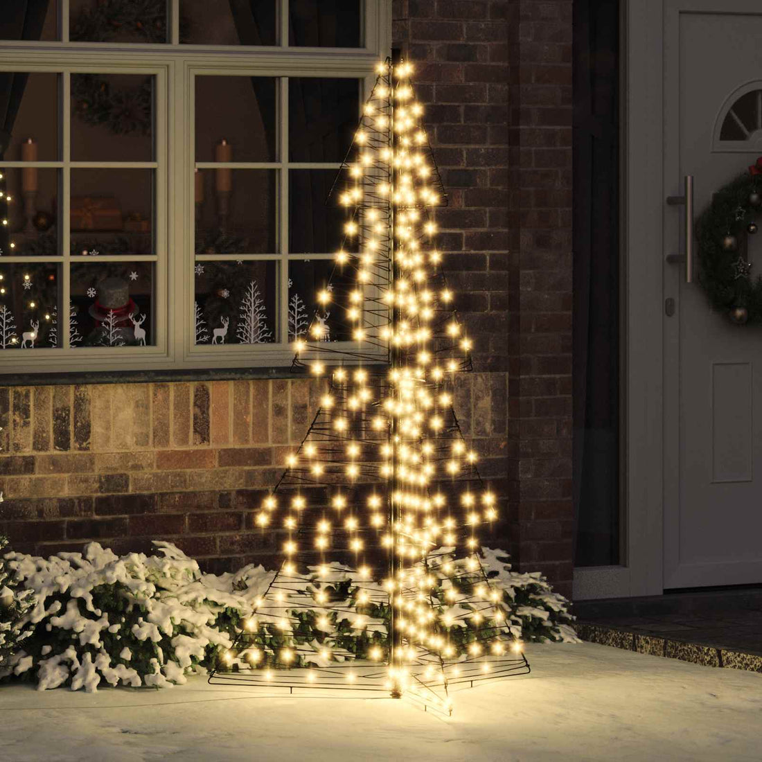 vidaXL Árbol de Navidad 240 LED Blanco Cálido 180 cm Ratán