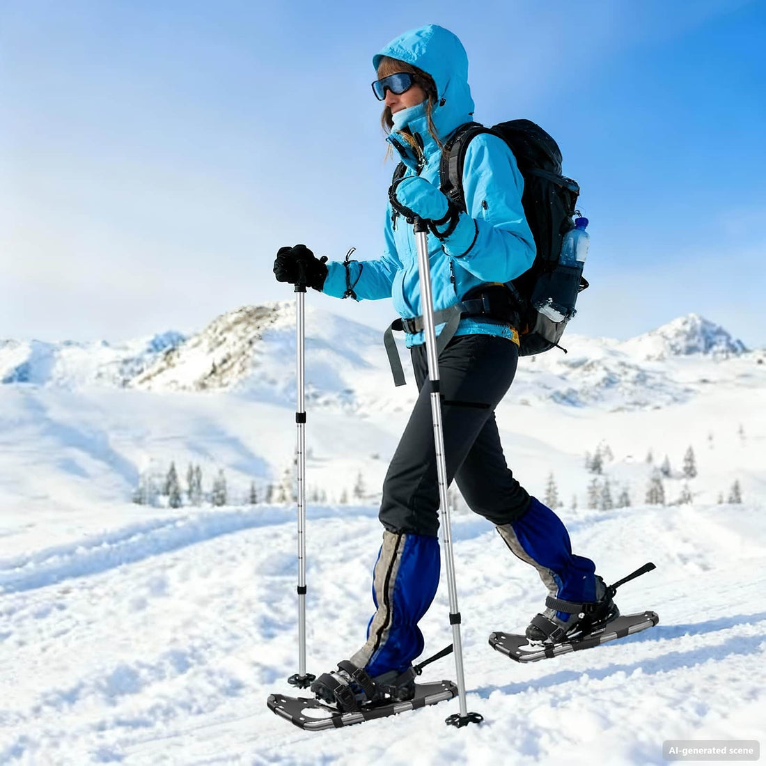vidaXL Raquetas de nieve 3 en 1 con bastones de senderismo 53 x 21 cm