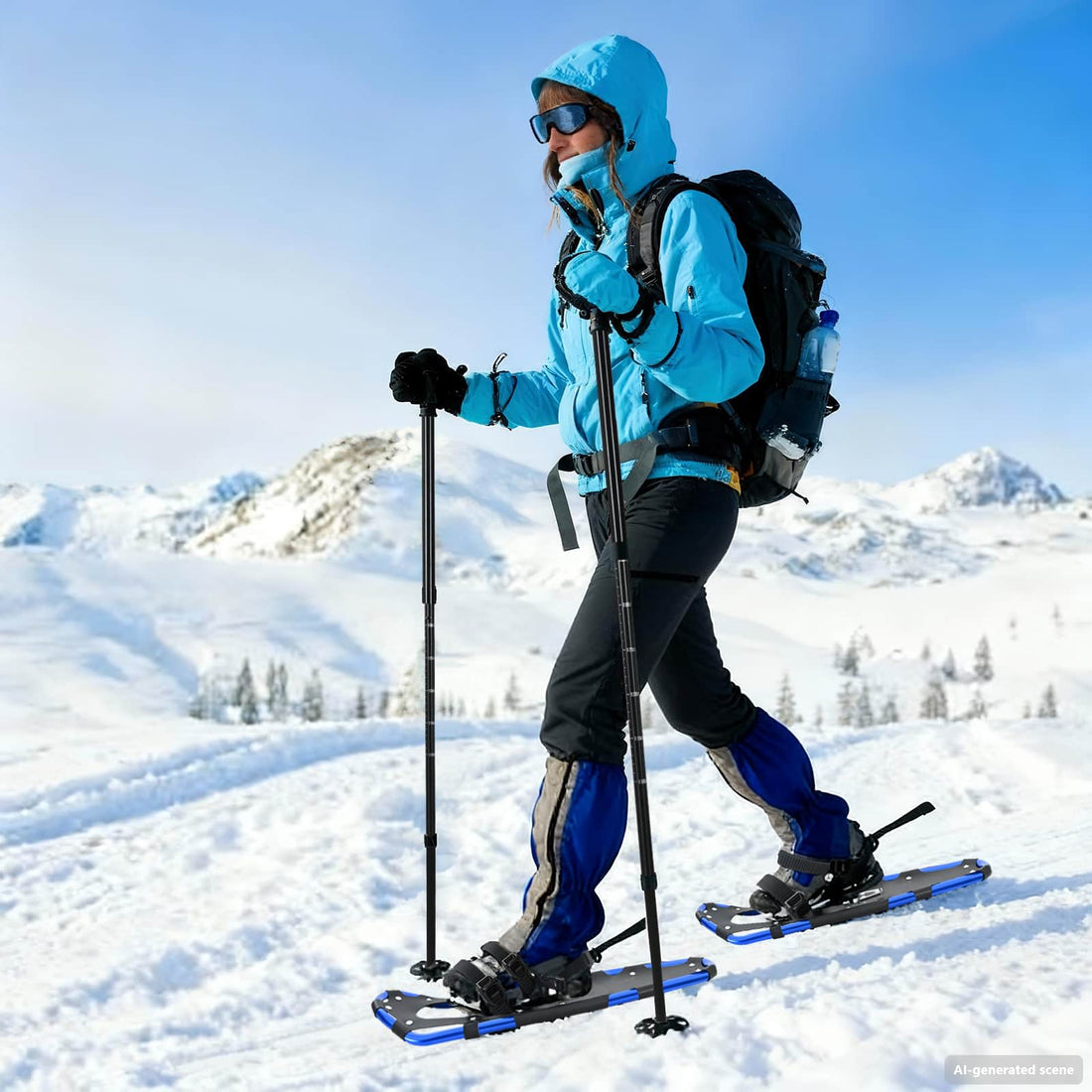 vidaXL Raquetas de Nieve 3 en 1 Azul y Negro 78,5 x 22 cm
