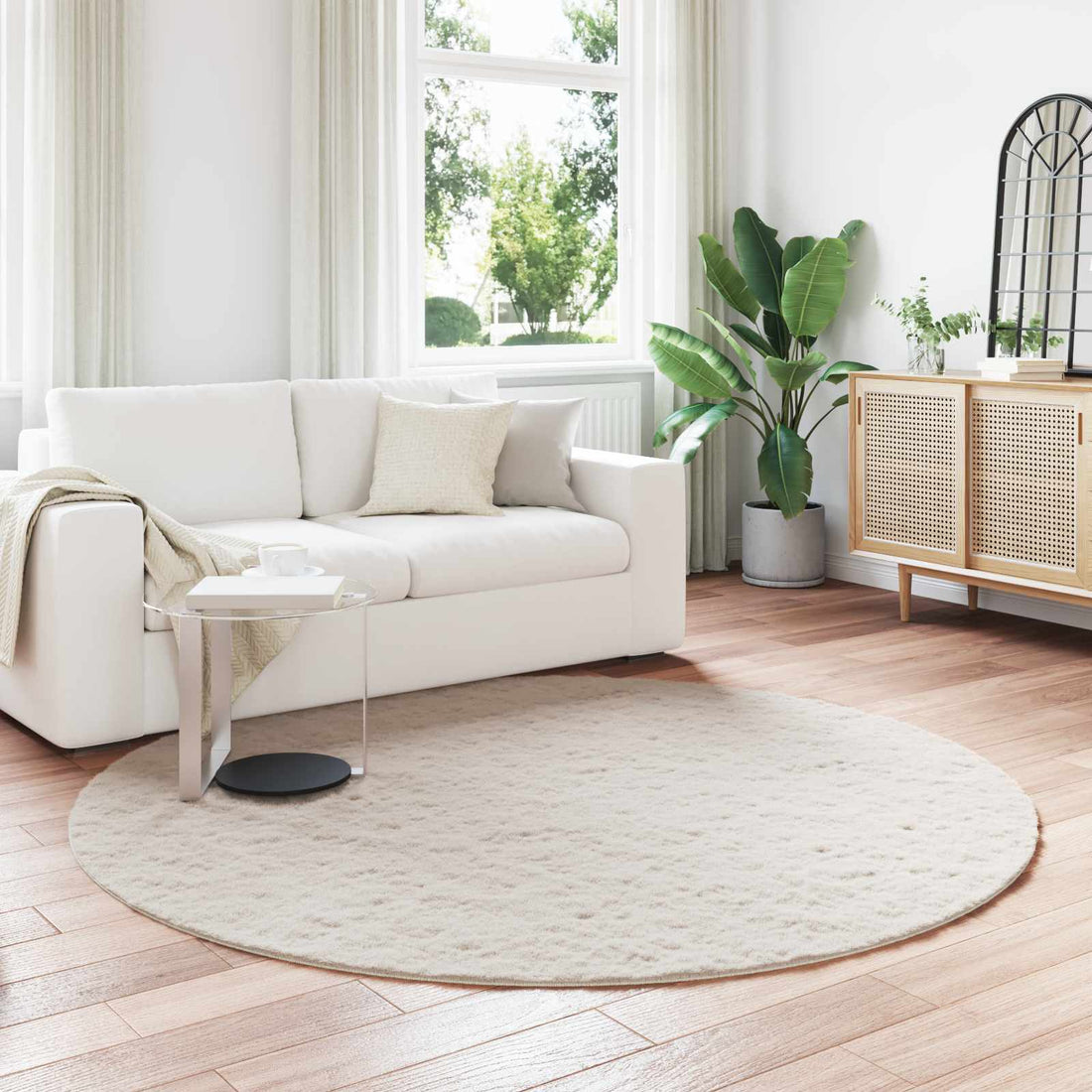 vidaXL Alfombra antideslizante de sintética de conejo OLITE Beige