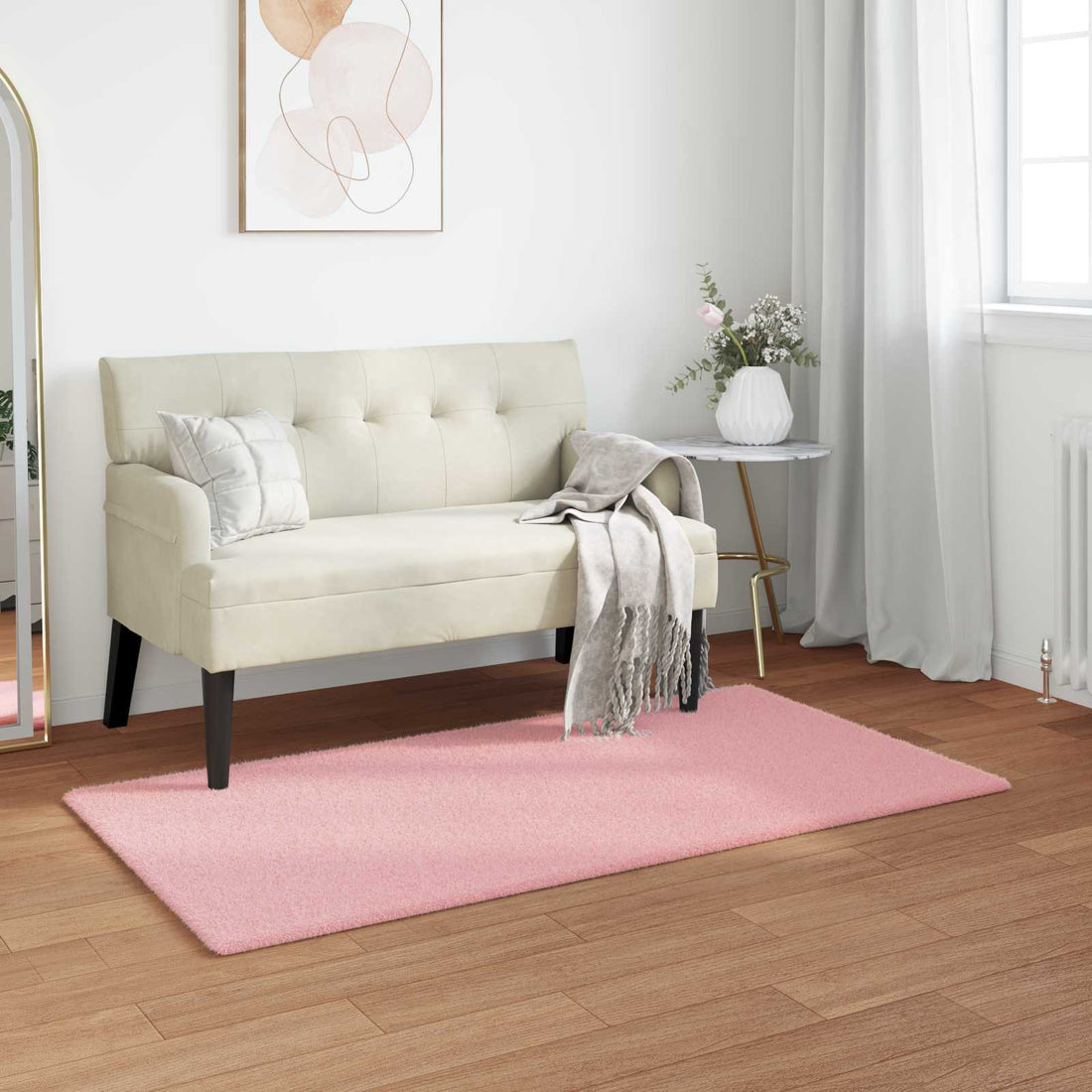 vidaXL Alfombra antideslizante de sintética de conejo OLITE Rosa