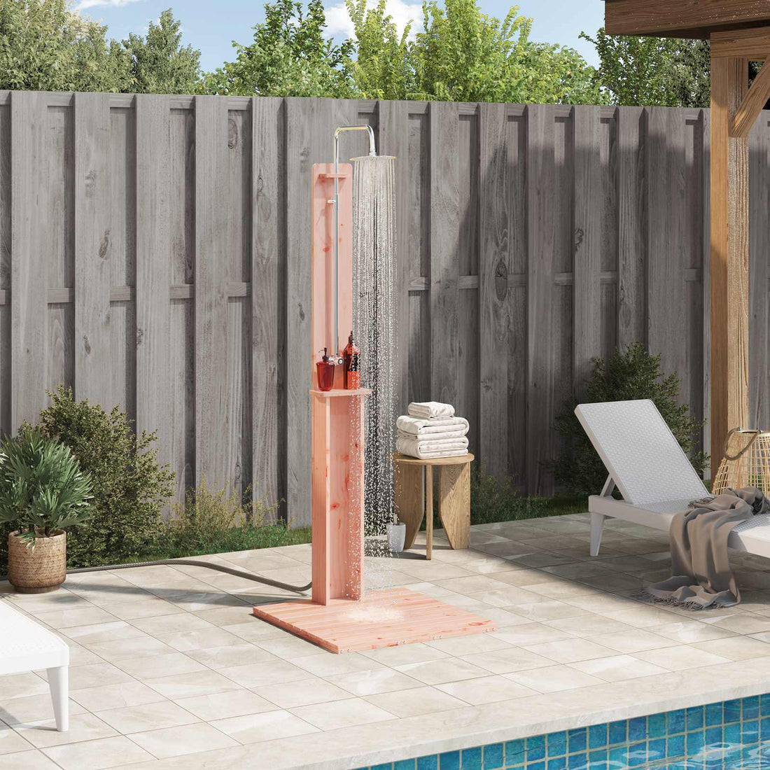 vidaXL Ducha exterior 206 cm Madera Dura de Douglas y Acero Inoxidable