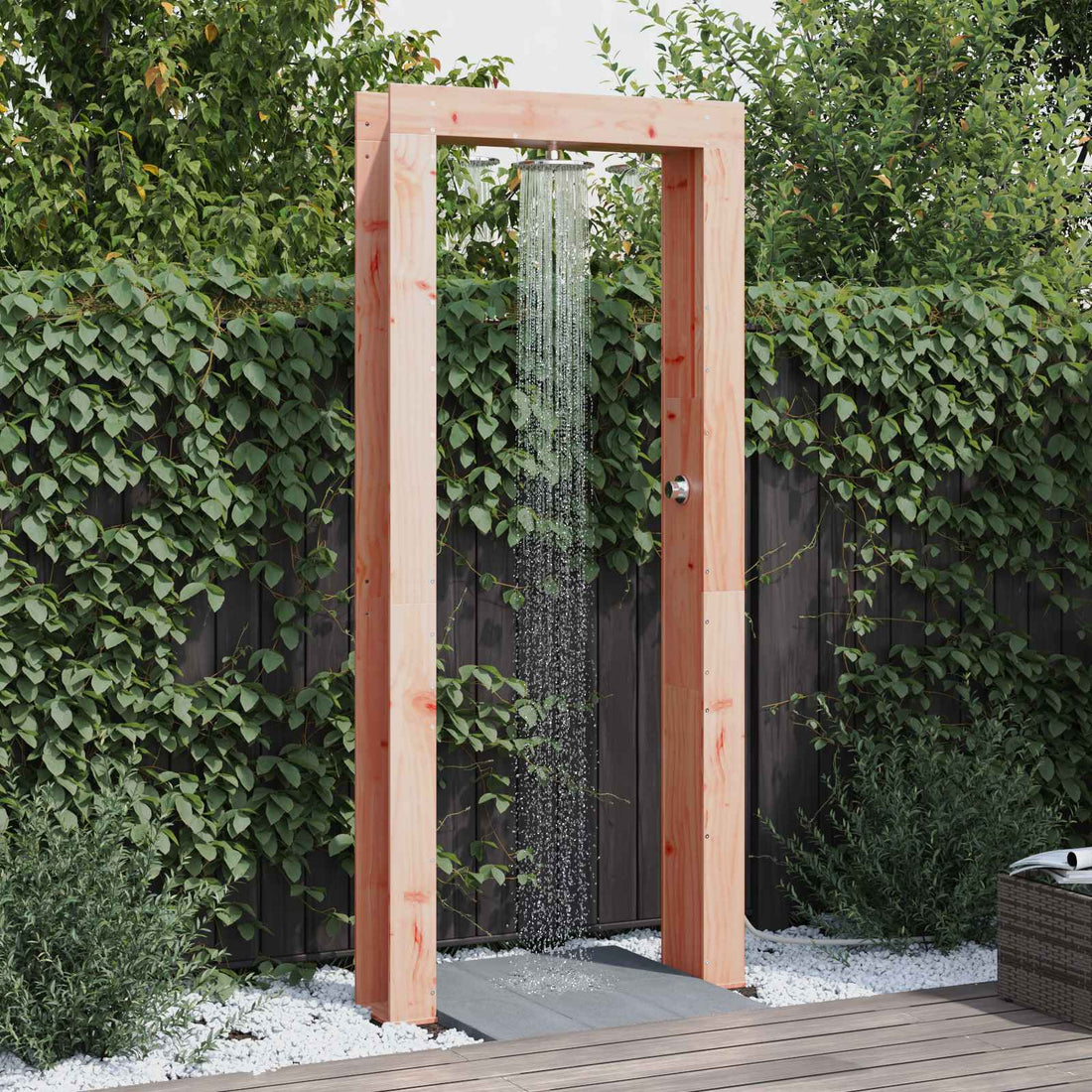 vidaXL Ducha exterior 226 cm Madera Dura de Douglas y Acero Inoxidable