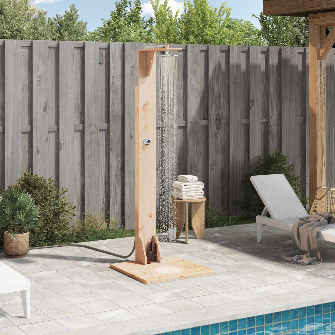 vidaXL Ducha exterior 214,5 cm Natural