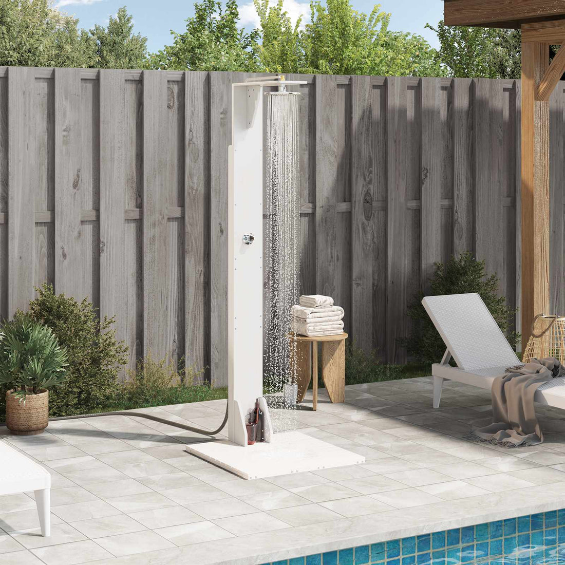 vidaXL Ducha exterior 214,5 cm Blanco