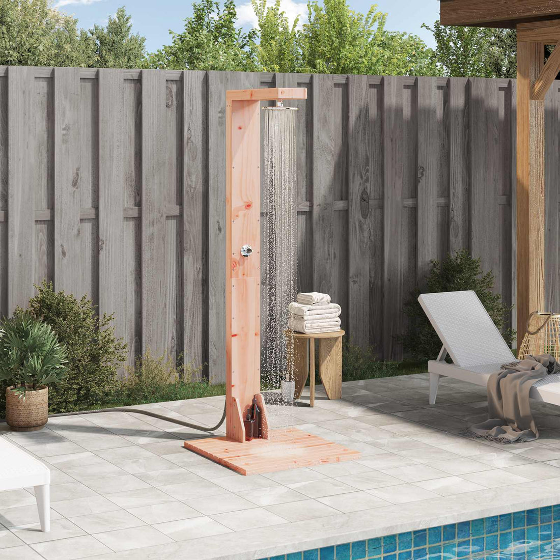 vidaXL Ducha exterior 210 cm Madera Dura de Douglas y Acero Inoxidable