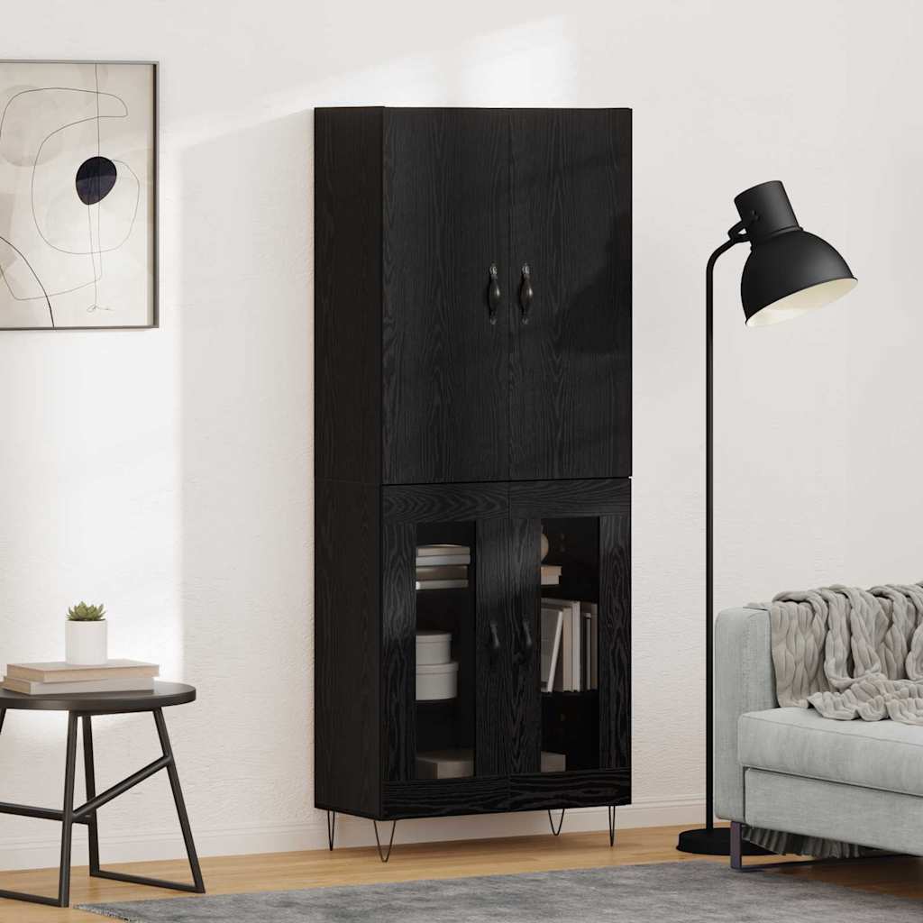 vidaXL Aparador alto 2 uds. Roble Negro 69,5 x 34 x 180 cm