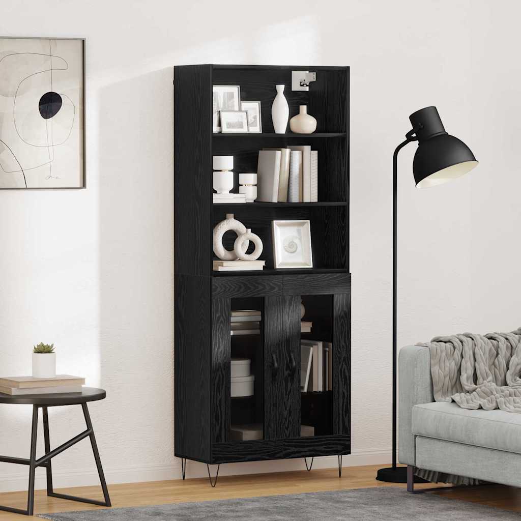 vidaXL Aparador alto 2 uds. Roble Negro 69,5 x 34 x 180 cm