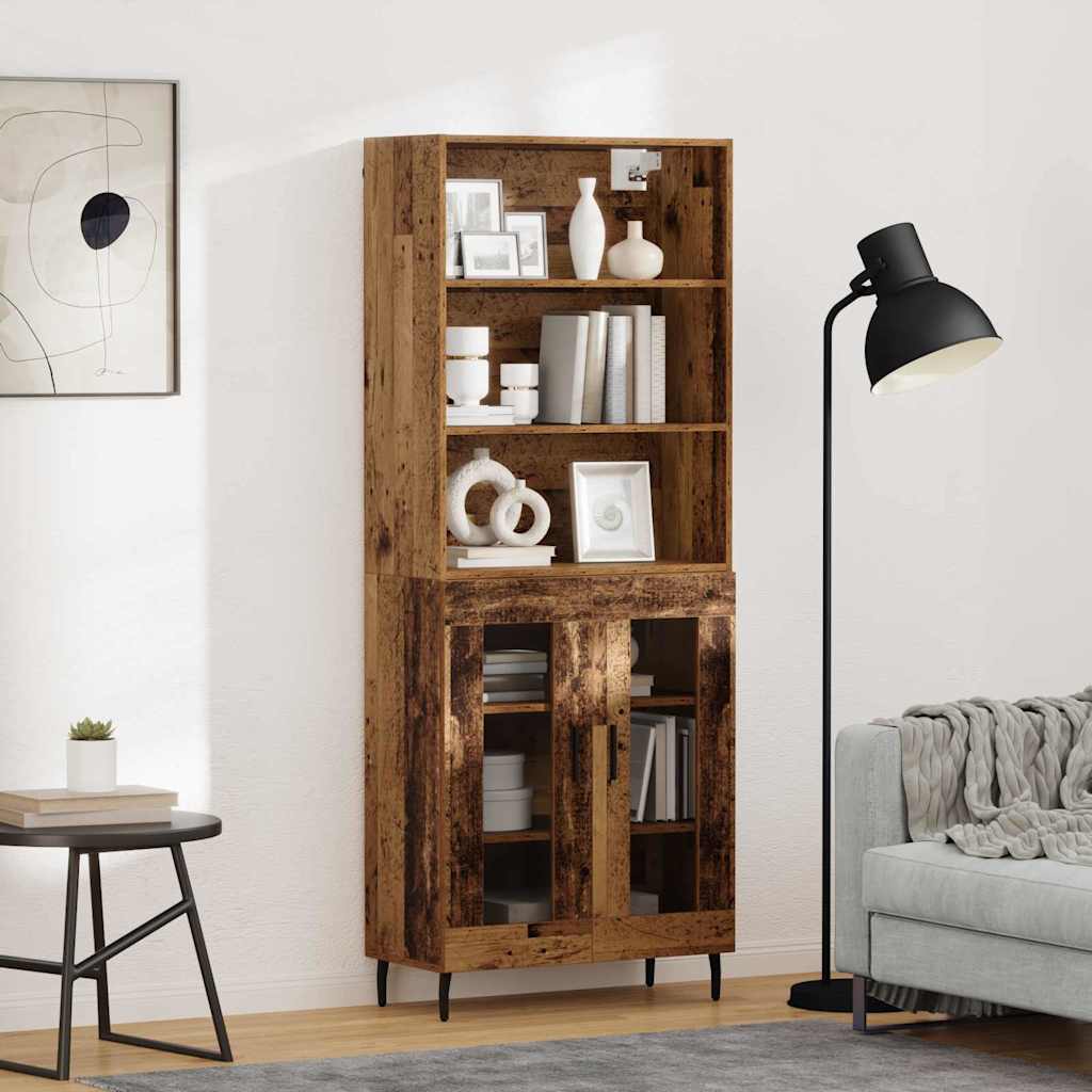 vidaXL Aparador alto 2 uds. Madera envejecida 69,5 x 32,5 x 180 cm