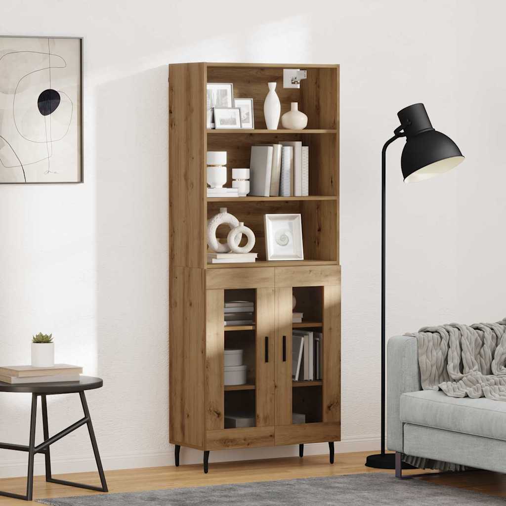 vidaXL Aparador alto 2 uds. Roble artisan 69,5 x 32,5 x 180 cm