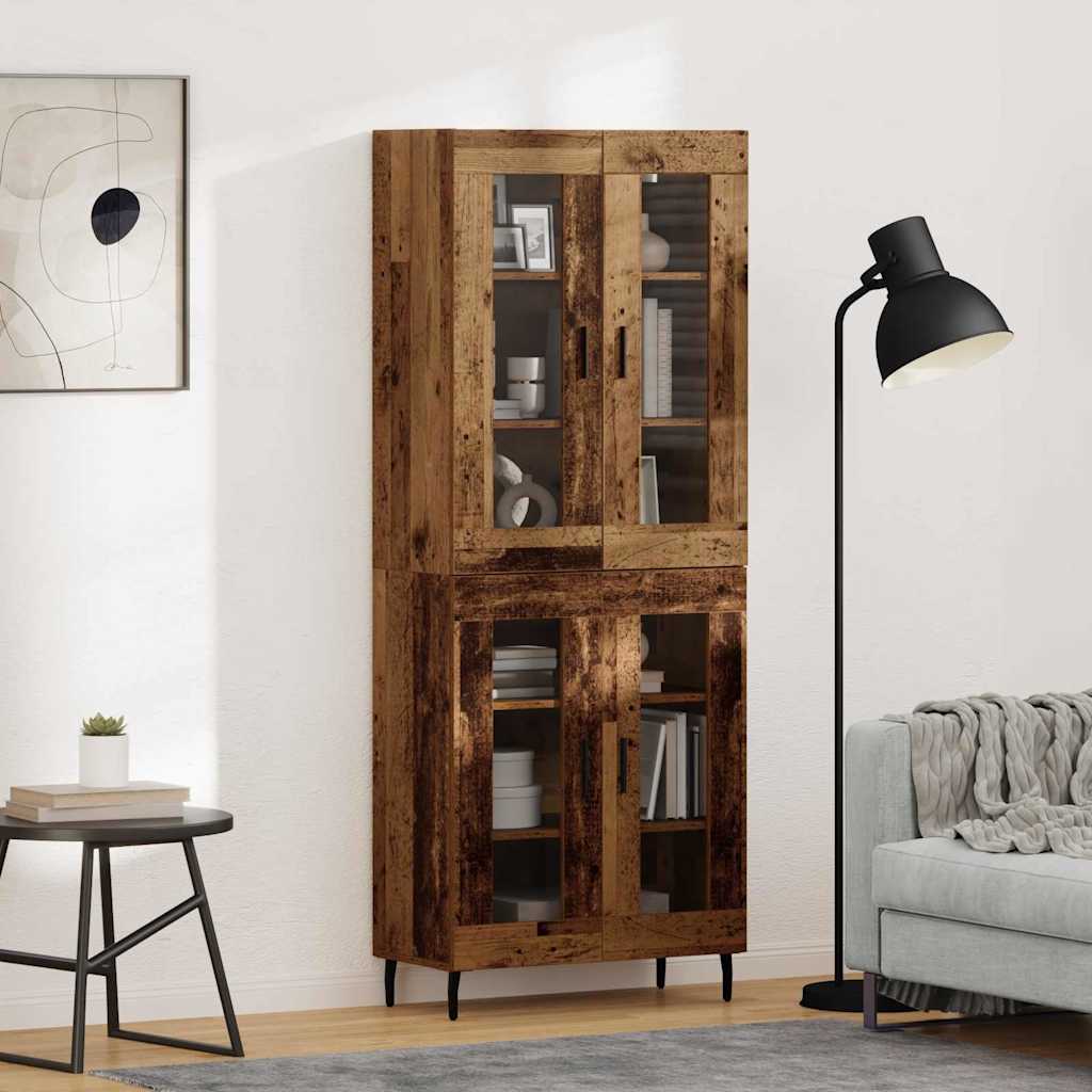vidaXL Aparador alto 2 uds. Madera vieja 69,5 x 34 x 180 cm
