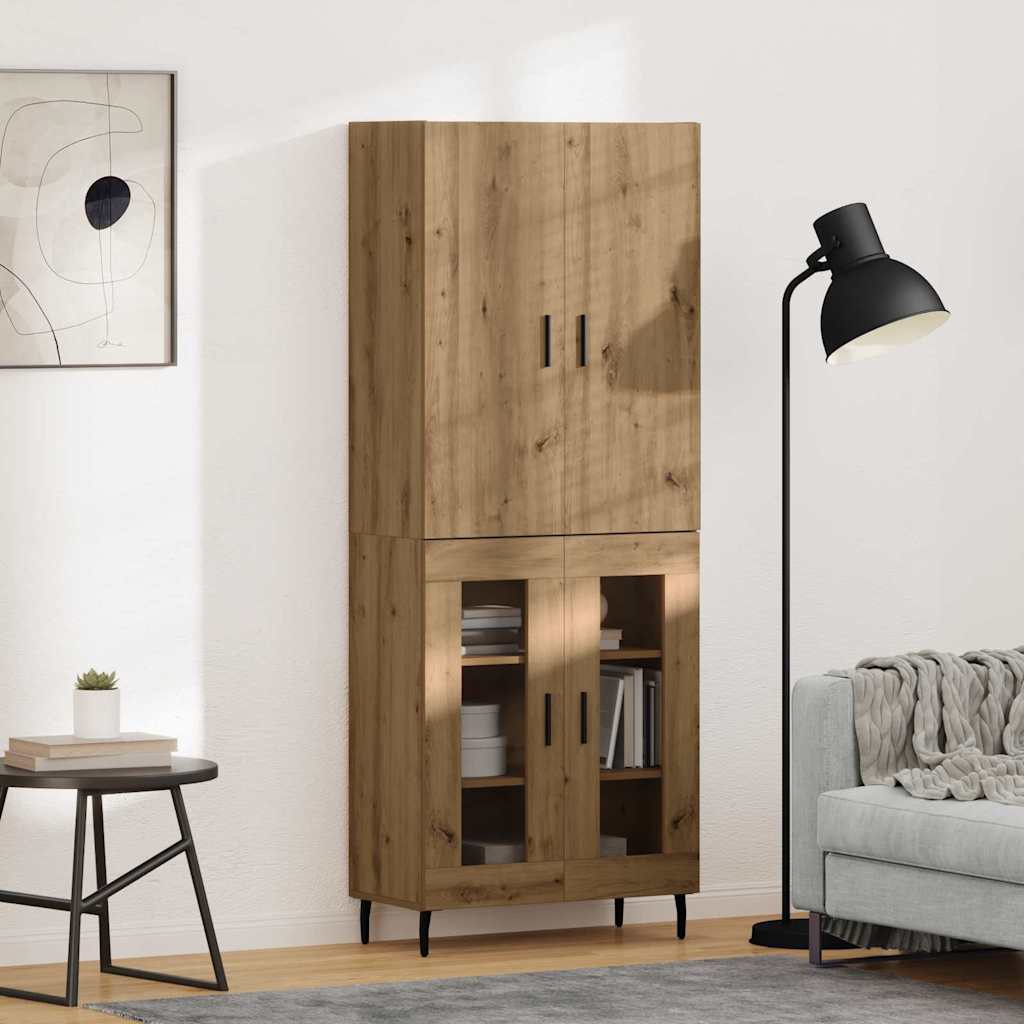 vidaXL Aparador alto 2 uds. Madera envejecida 69,5 x 34 x 180 cm