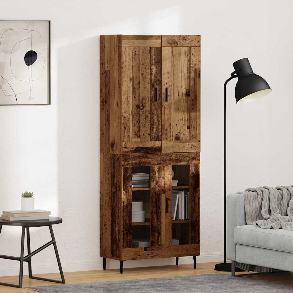 vidaXL Aparador alto 2 uds. Madera vieja 69,5 x 34 x 180 cm
