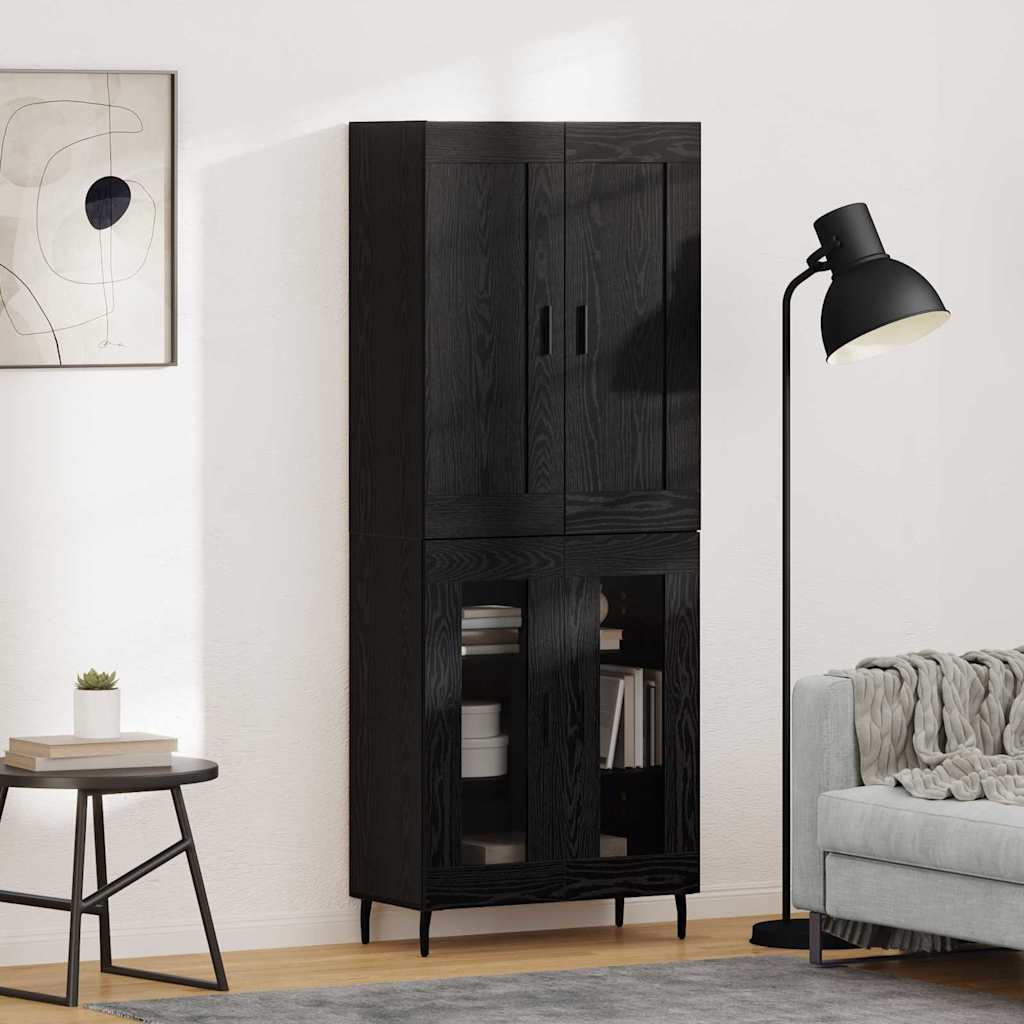 vidaXL Aparador alto 2 uds. Roble Negro 69,5 x 34 x 180 cm