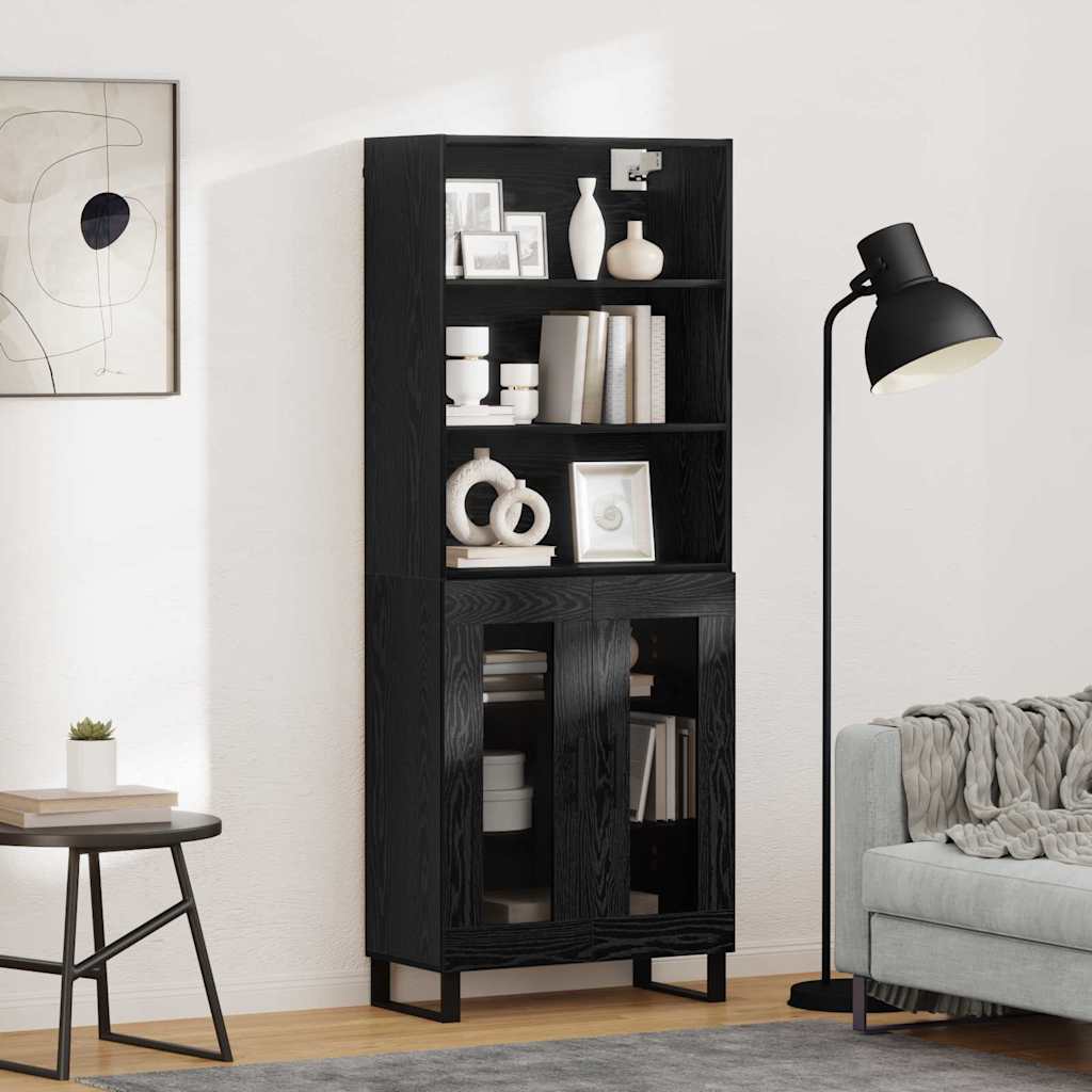 vidaXL Aparador alto 2 uds. Roble Negro 69,5 x 34 x 180 cm