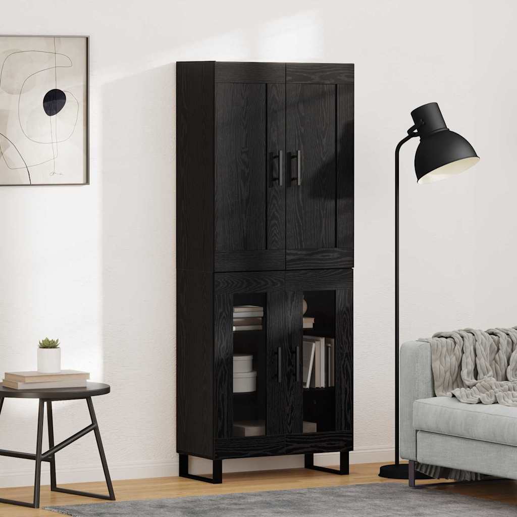 vidaXL Aparador alto 2 uds. Roble Negro 69,5 x 34 x 180 cm