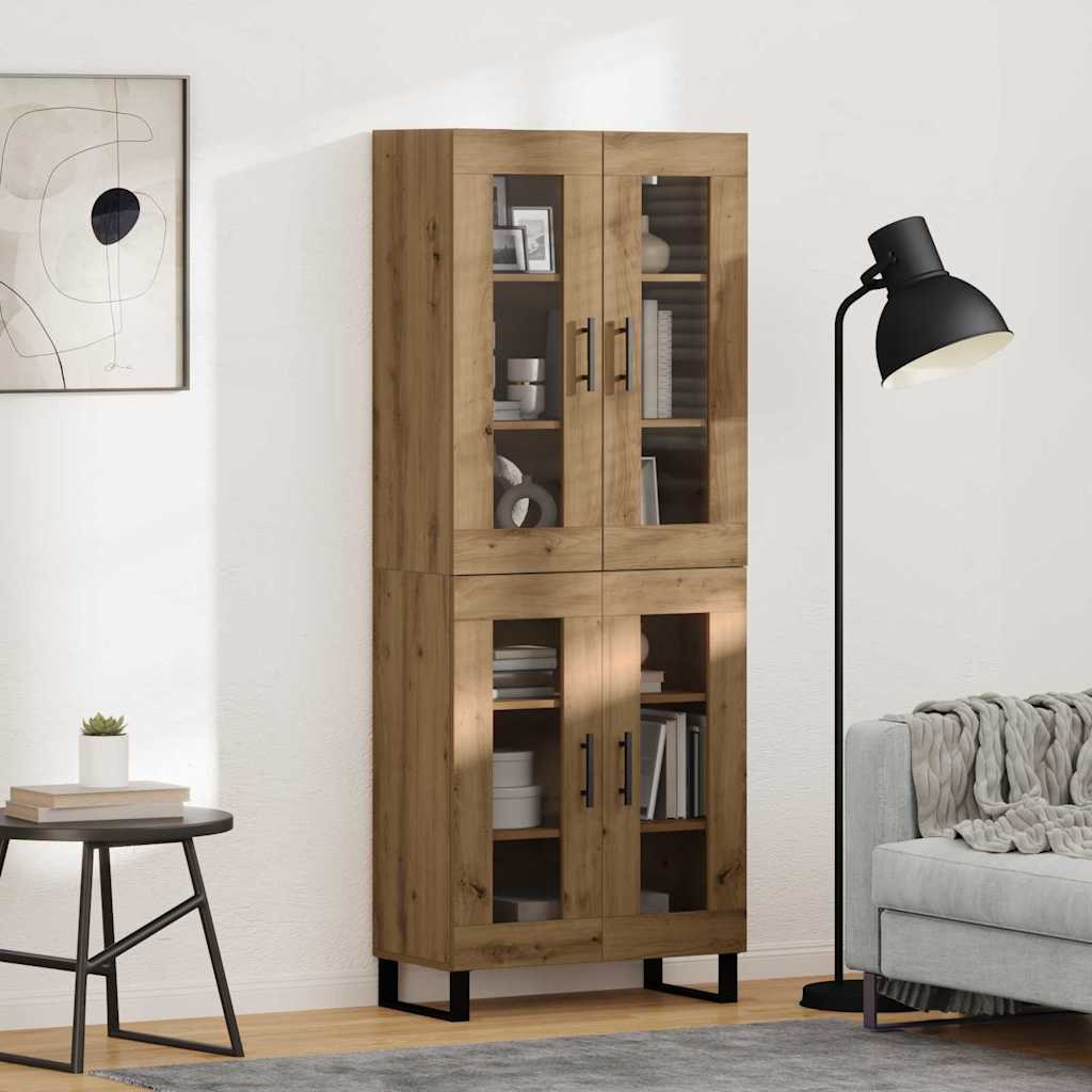 vidaXL Aparador alto 2 uds. Roble artisan 69,5 x 34 x 180 cm