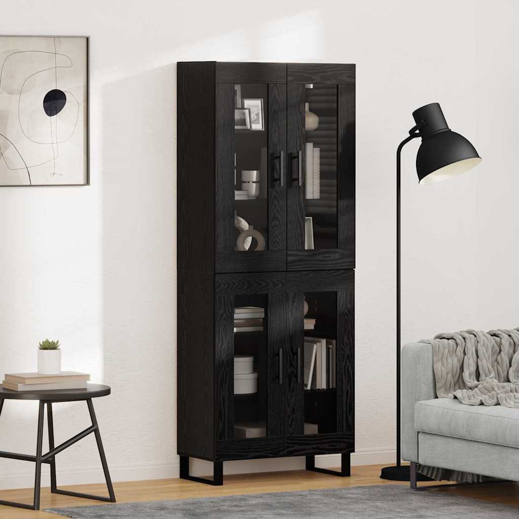 vidaXL Aparador alto 2 uds. Roble Negro 69,5 x 34 x 180 cm
