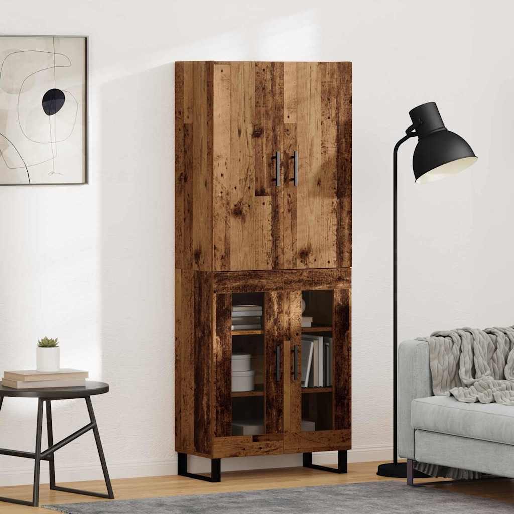 vidaXL Aparador alto 2 uds. Madera envejecida 69,5 x 34 x 180 cm
