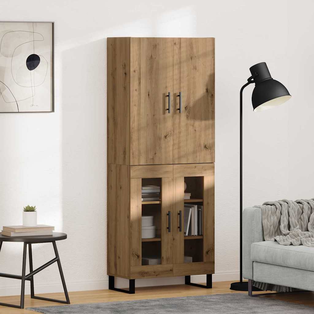 vidaXL Aparador alto 2 uds. Roble artisan 69,5 x 34 x 180 cm