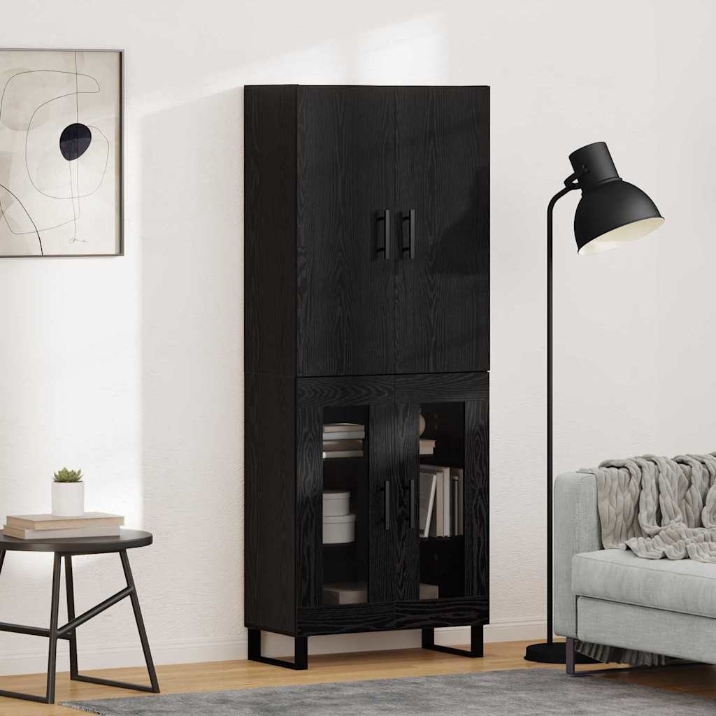 vidaXL Aparador alto 2 uds. Roble Negro 69,5 x 34 x 180 cm