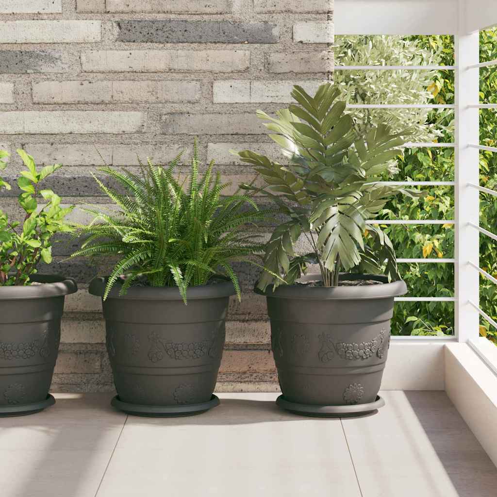 vidaXL Maceta Redonda para Flores 24 uds. Negro Ø 30 x 25 cm Plástico