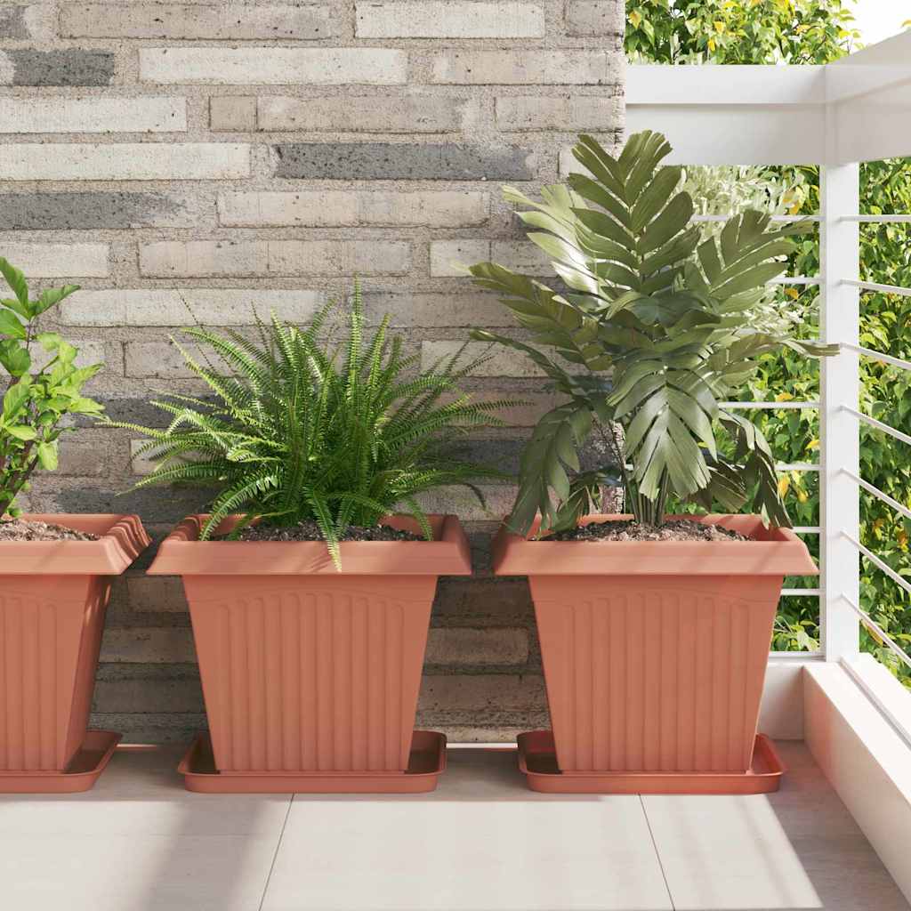 vidaXL Maceta cuadrada para flores 6 uds. Rojo Ladrillo Plástico
