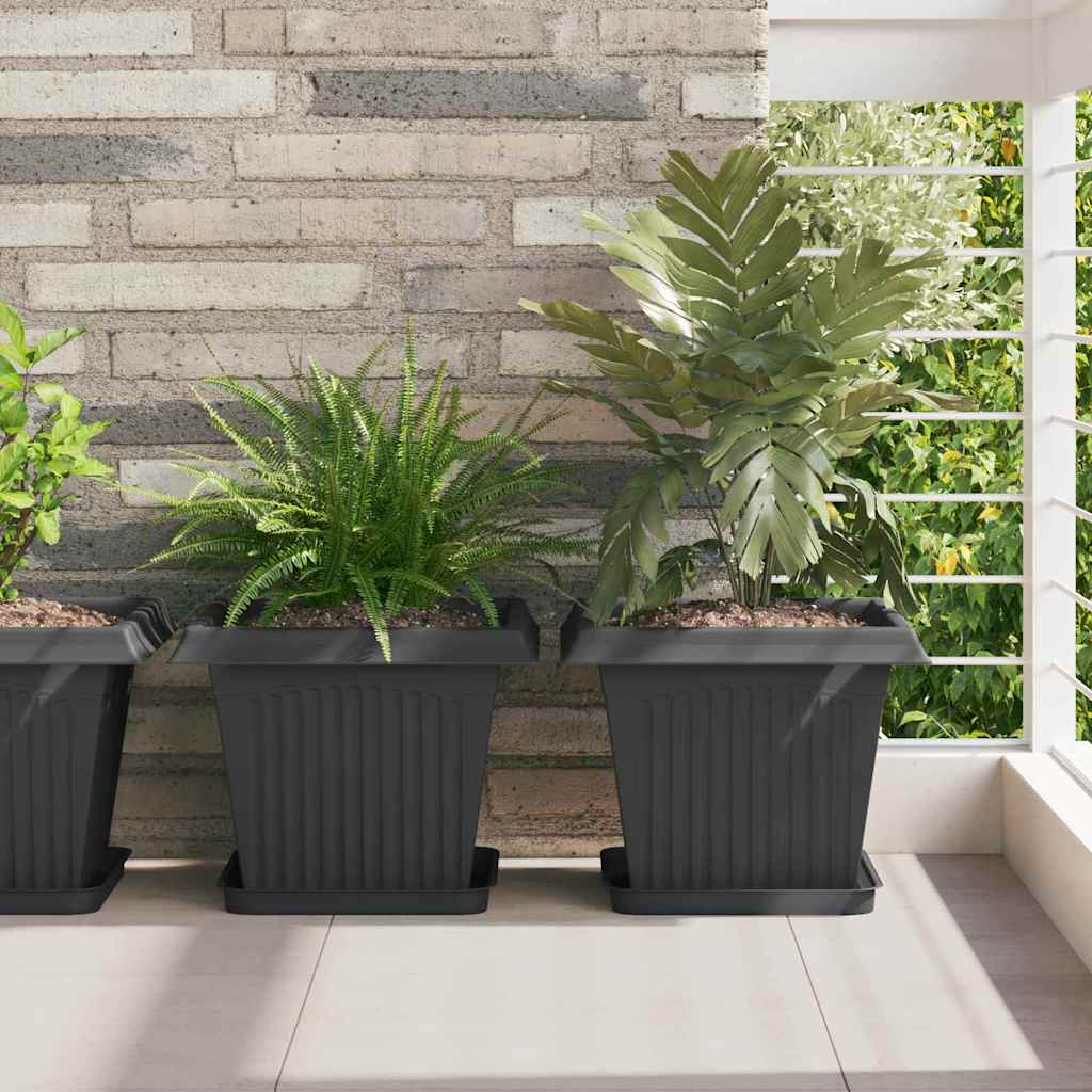 vidaXL Maceta cuadrada para flores 6 uds. Negro 33 x 33 x 26 cm