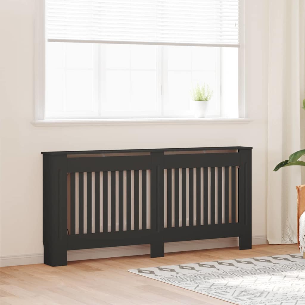 vidaXL Cubierta de Radiador 2 uds. Negro 172 x 19 x 81,5 cm