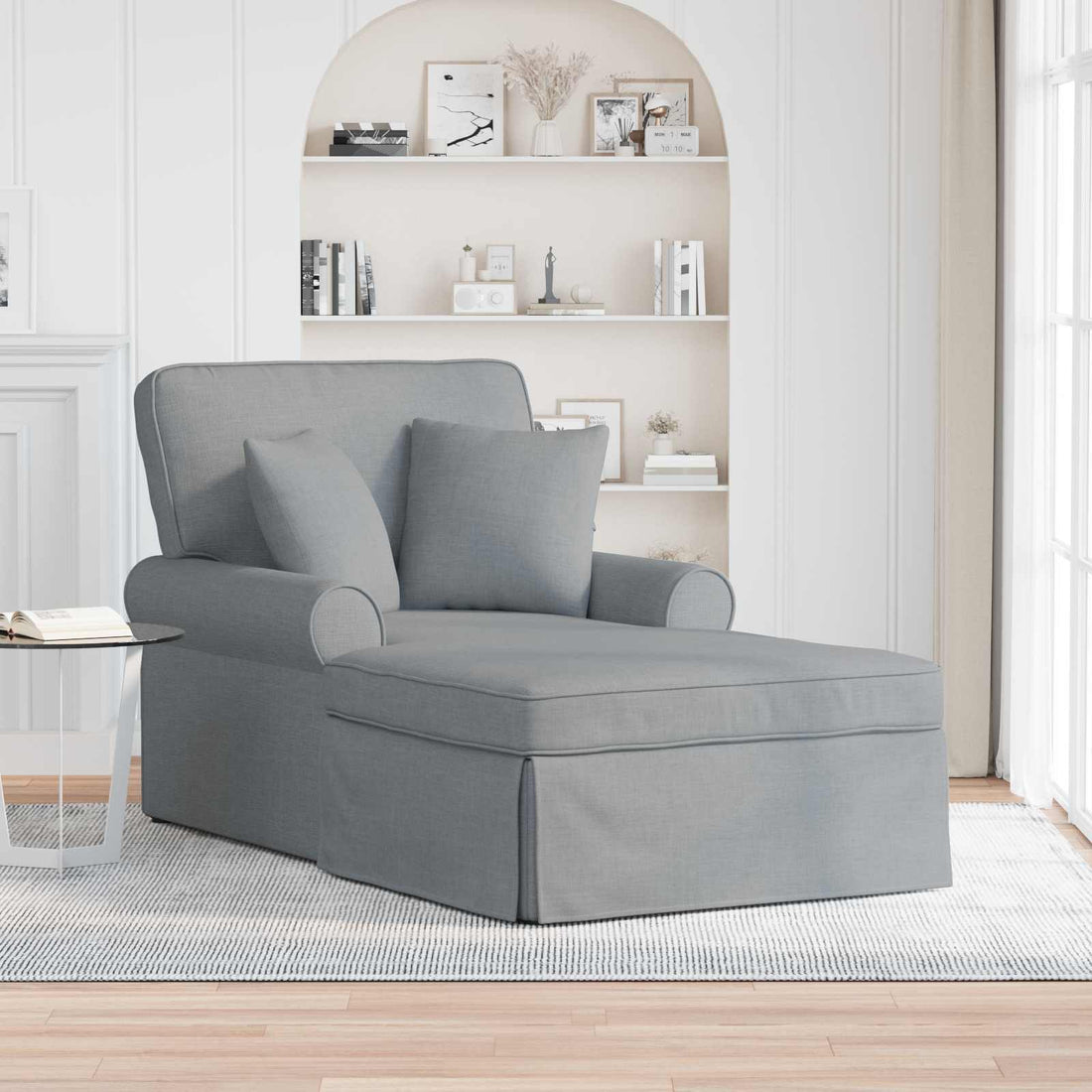 vidaXL Chaise Lounge con Falda 3 uds. Gris Claro tela 91 x 157 x 91 cm