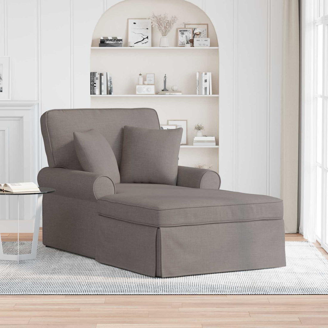 vidaXL Chaise Lounge con Falda 3 uds. Taupé tela 91 x 157 x 91 cm