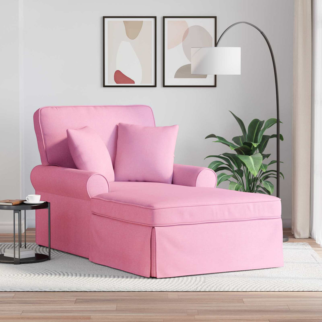 vidaXL Chaise Lounge con Falda 3 uds. Rosa tela 91 x 157 x 91 cm