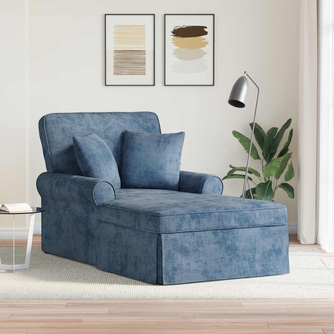 vidaXL Chaise Lounge con Falda con cojín Azul 157 x 91 x 91 cm ARES
