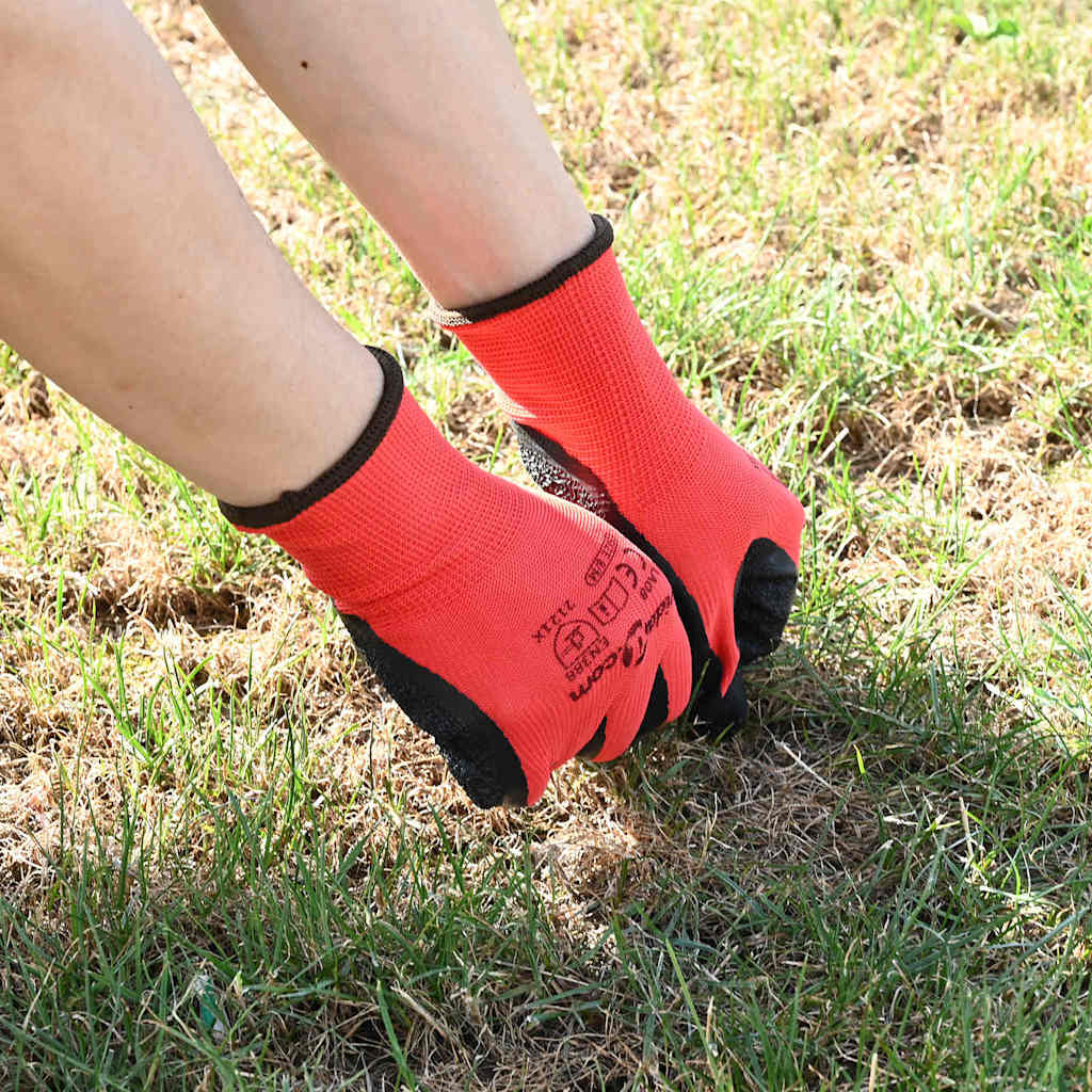 vidaXL Guantes de Trabajo 24 uds. Rojo y Negro 7 / S