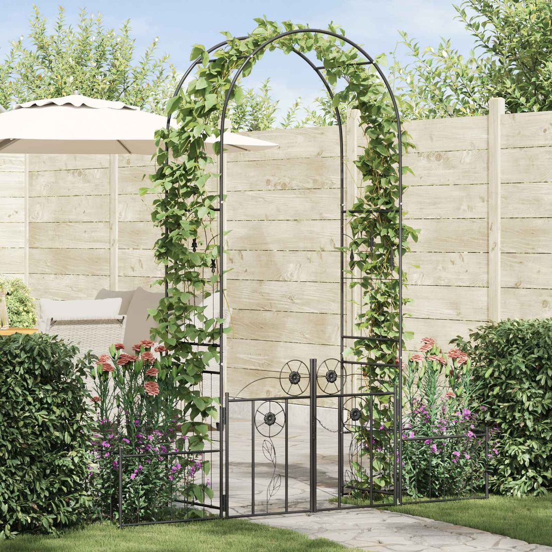 vidaXL Arco de jardín Negro 203 x 50 x 218 cm Acero