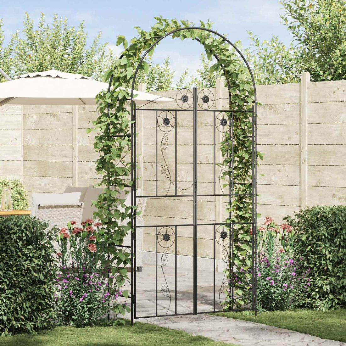 vidaXL Arco de jardín Negro 115 x 37 x 226 cm Acero