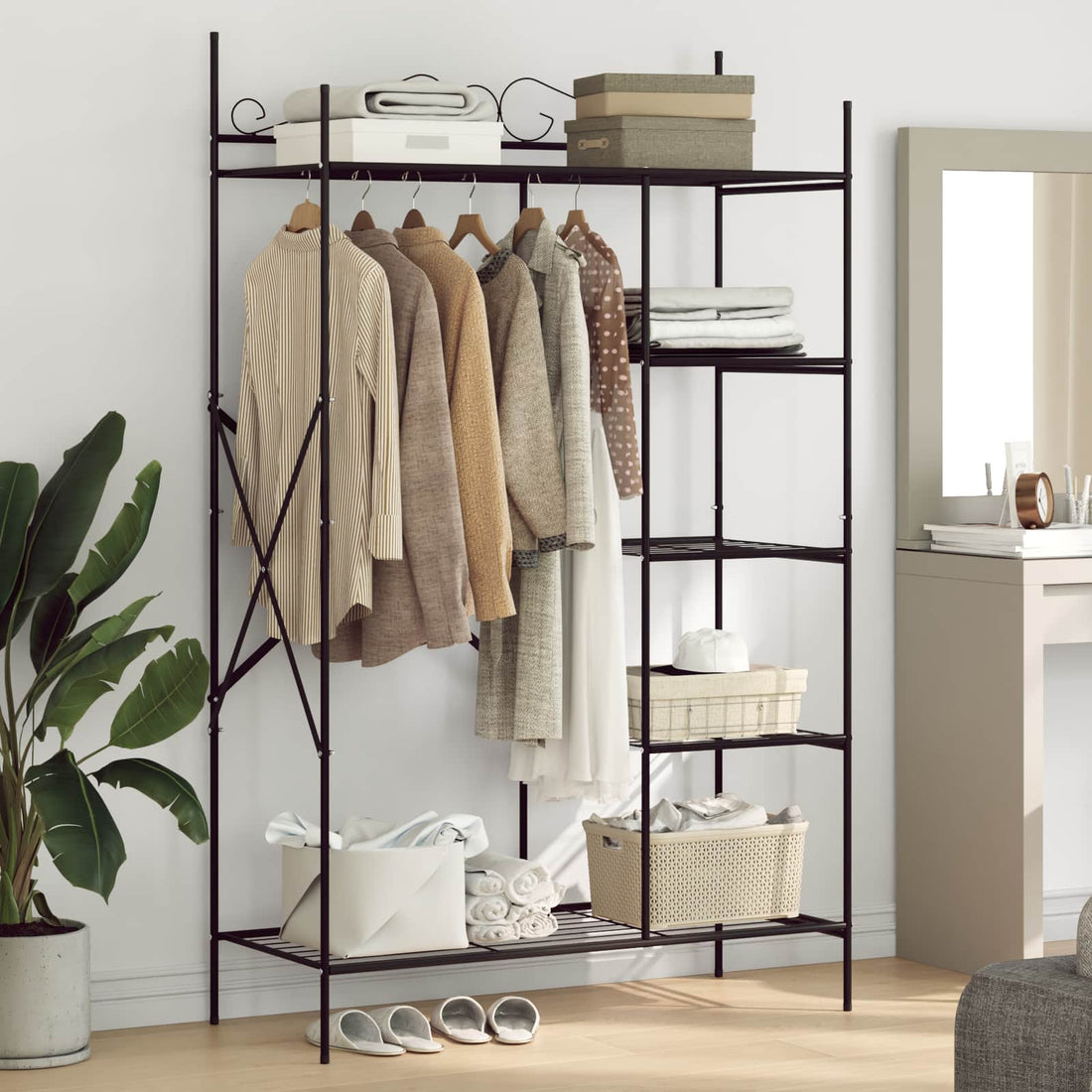 vidaXL Armario Abierto con estante Negro 104,5 x 45 x 172 cm Acero