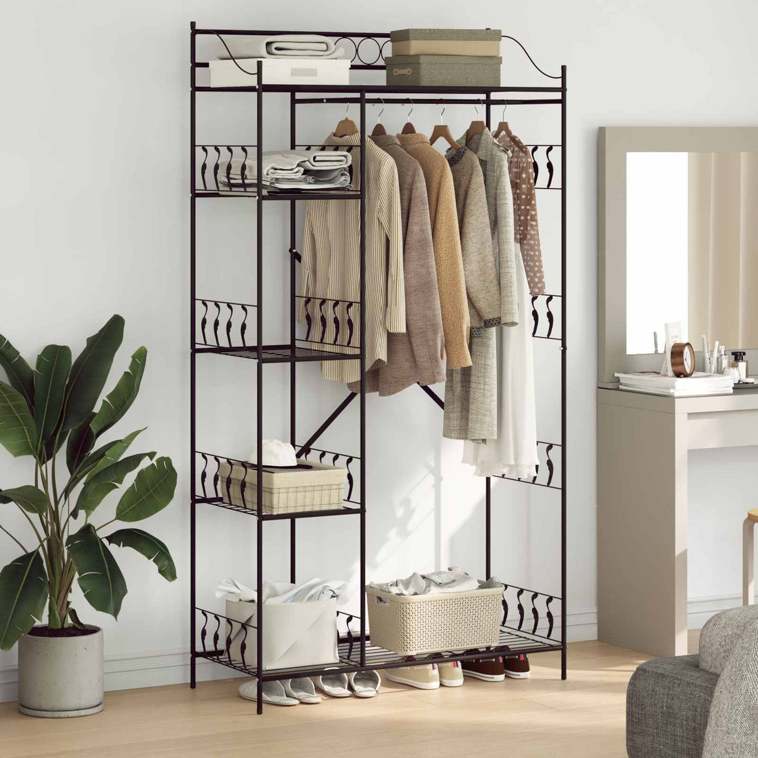 vidaXL Armario Abierto Negro 101 x 43 x 188 cm Acero