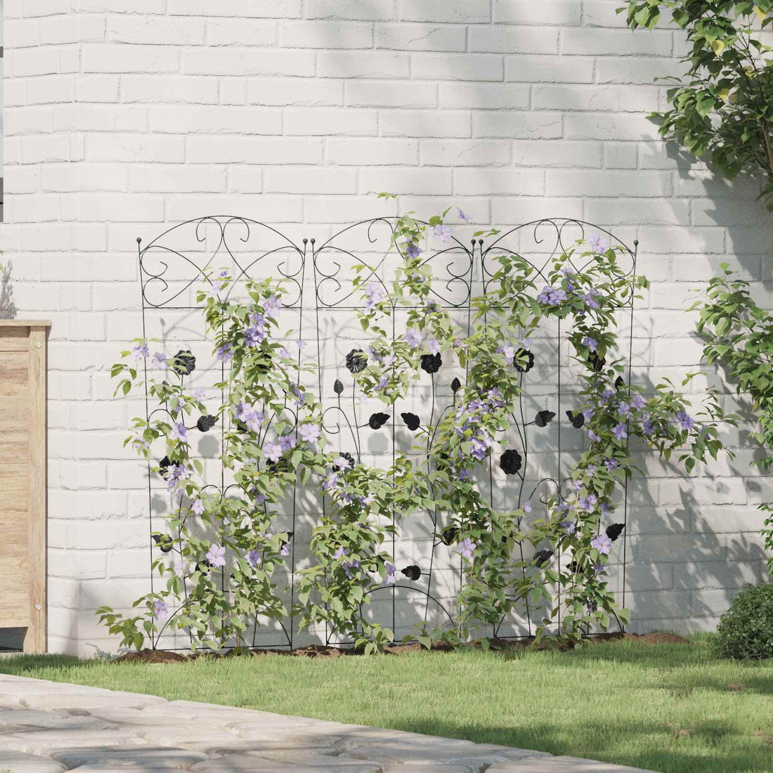 vidaXL Valla de Jardín 3 uds. Negro 110,5 x 42,5 cm Acero