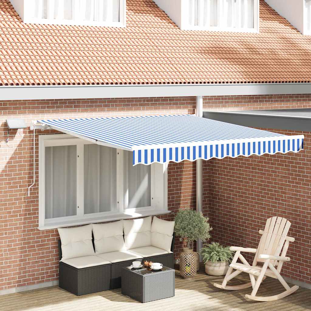 vidaXL Toldo retráctil Azul y 350 x 250 cm Poliéster y Aluminio