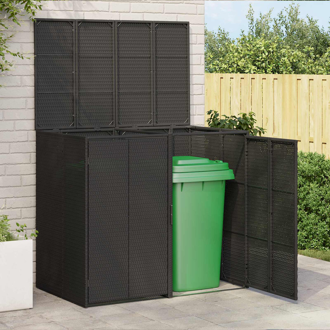 vidaXL Caja de Basura Caja 2 uds. Negro 130 x 80 x 115 cm Polietileno