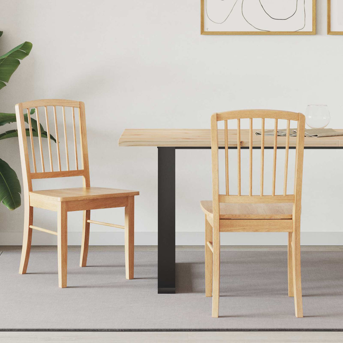 vidaXL Sillas de comedor 2 uds. Madera de Caucho Sólido Natural