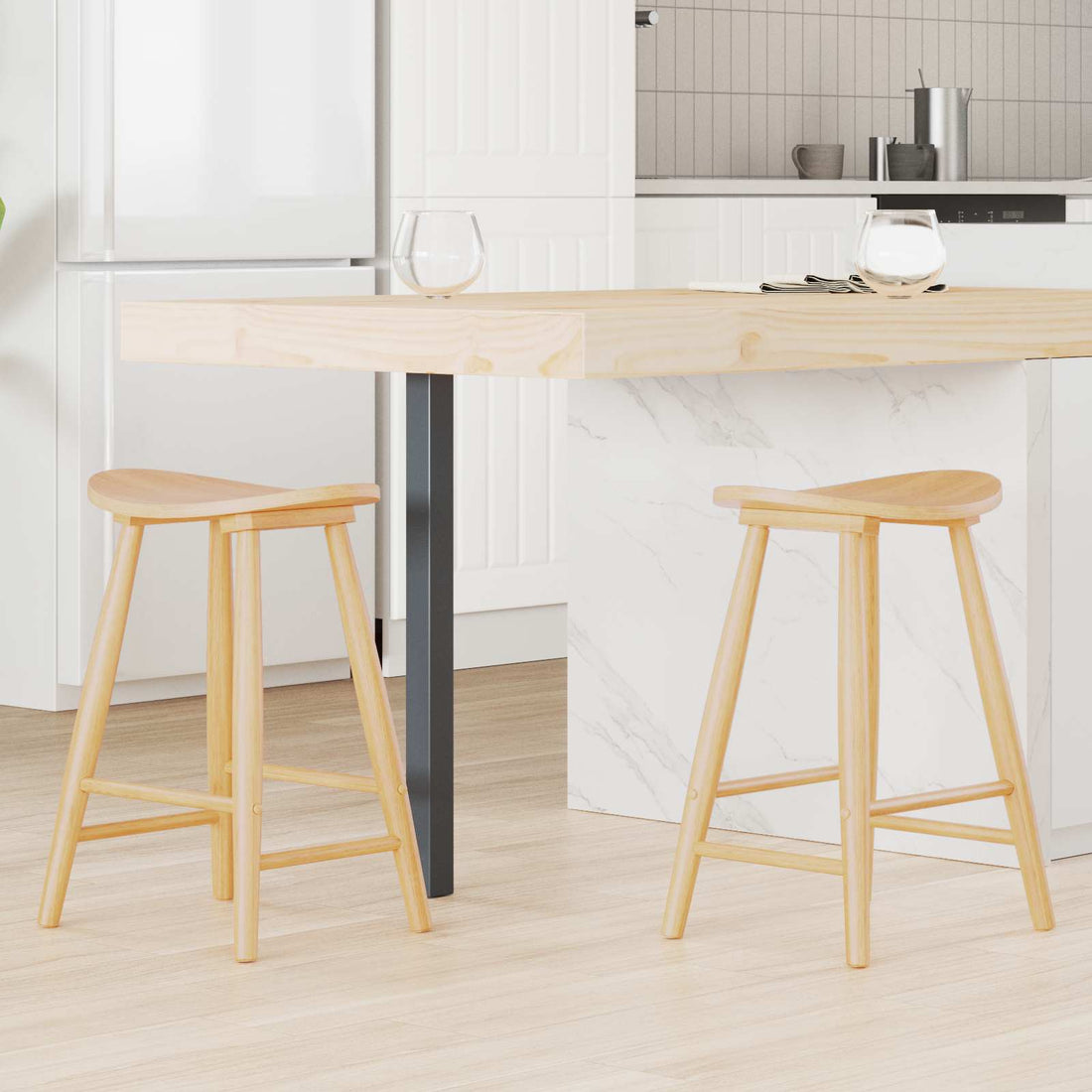 vidaXL Sillas de comedor 2 uds. Madera de Caucho Sólido Natural