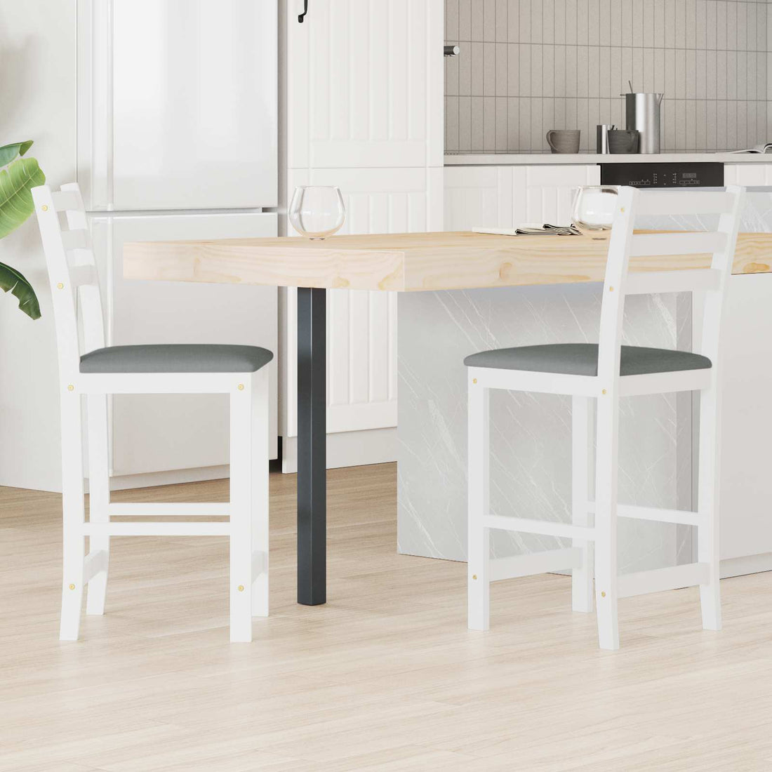 vidaXL Sillas de comedor 2 uds. Madera de Caucho Sólido