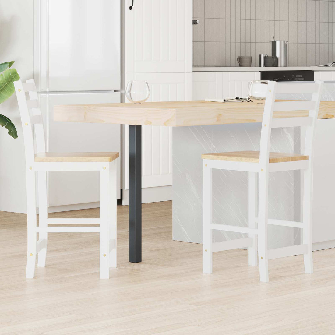 vidaXL Sillas de comedor 2 uds. Madera de Caucho Sólido
