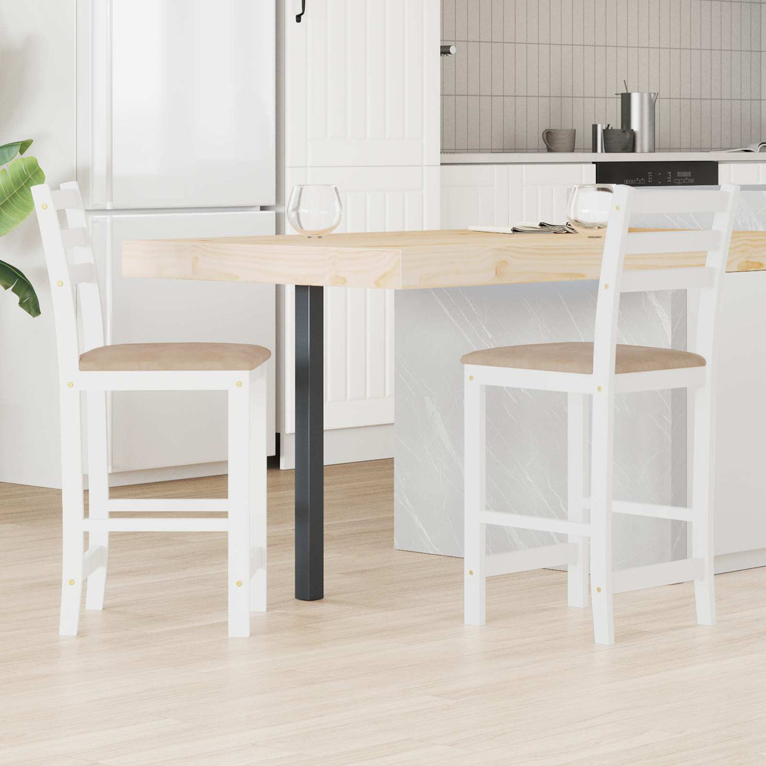 vidaXL Sillas de comedor 2 uds. Madera de Caucho Sólido
