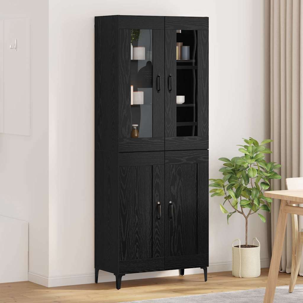 vidaXL Aparador alto Roble Negro 69,5 x 34 x 180 cm