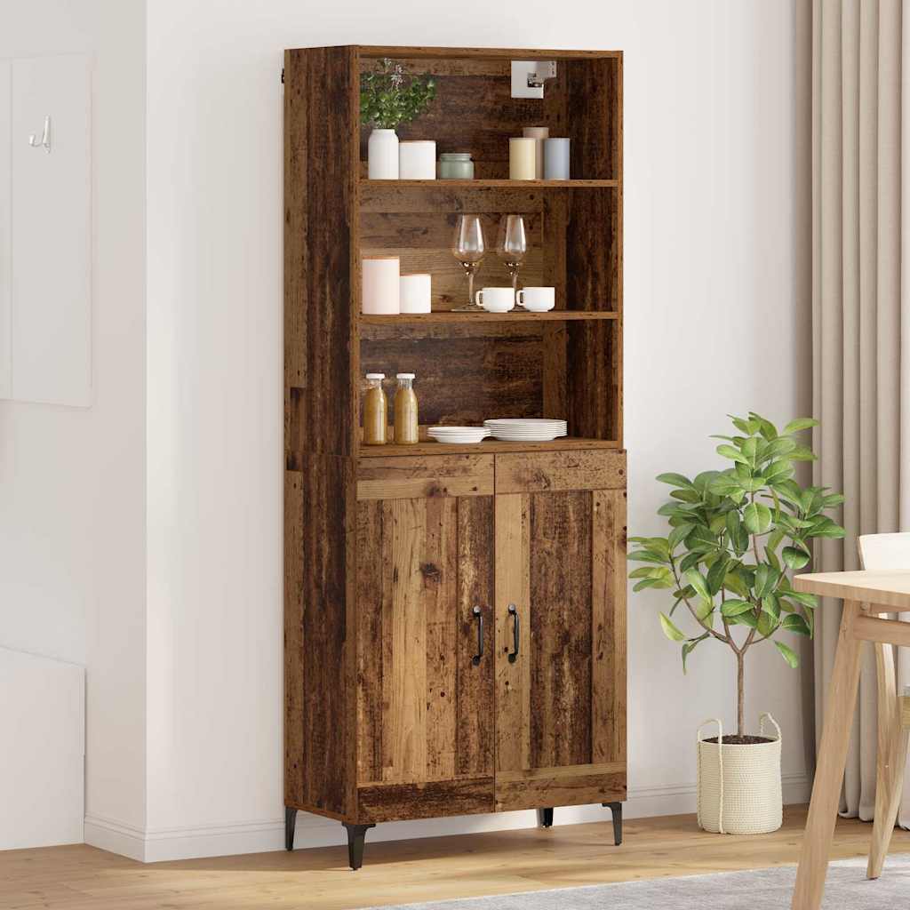 vidaXL Aparador alto 2 uds. Madera envejecida 69,5 x 34 x 180 cm