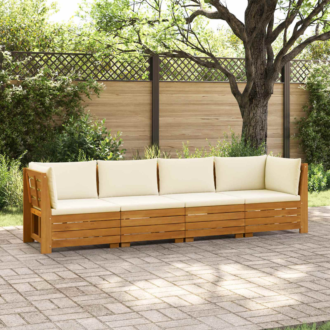 vidaXL 4 uds. Conjunto de sofás de exterior Madera de Acacia Sólida